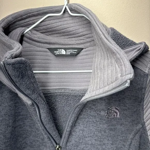 The North Face Indi 2 Women’s Size Medium Hooded Gray Fleece Jacket Full Zip - Picture 2 of 13